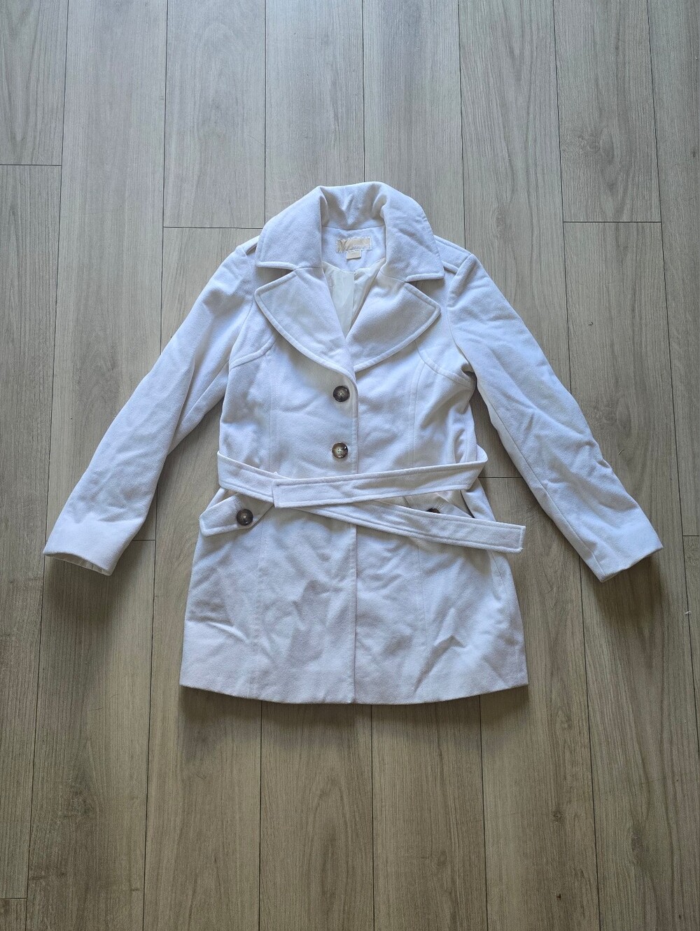 Michael Kors Classic Women's White Belted Trench Coat Size 6 Cream